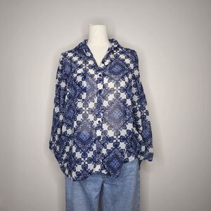 Sans Souci Sheer Button Up Collar Blouse